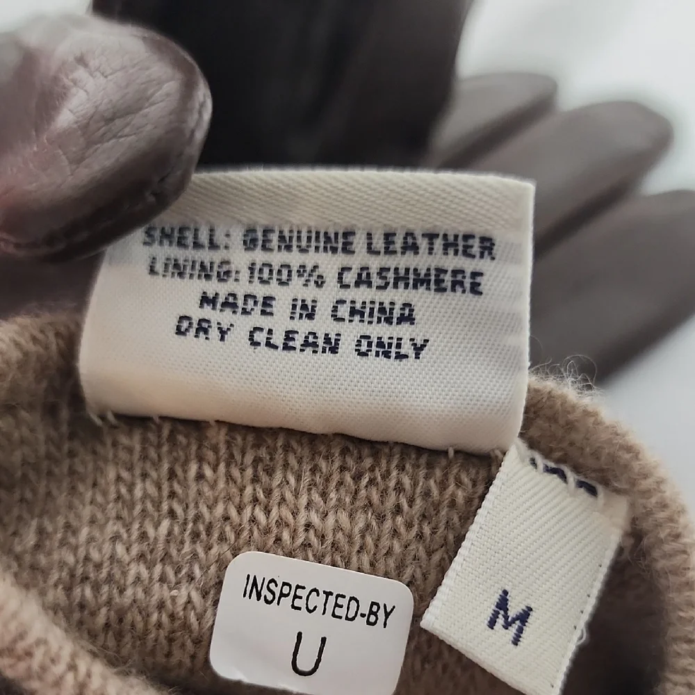 346 Brooks Brothers Dark Brown Leather Gloves With Cashmere Lining Size Medium